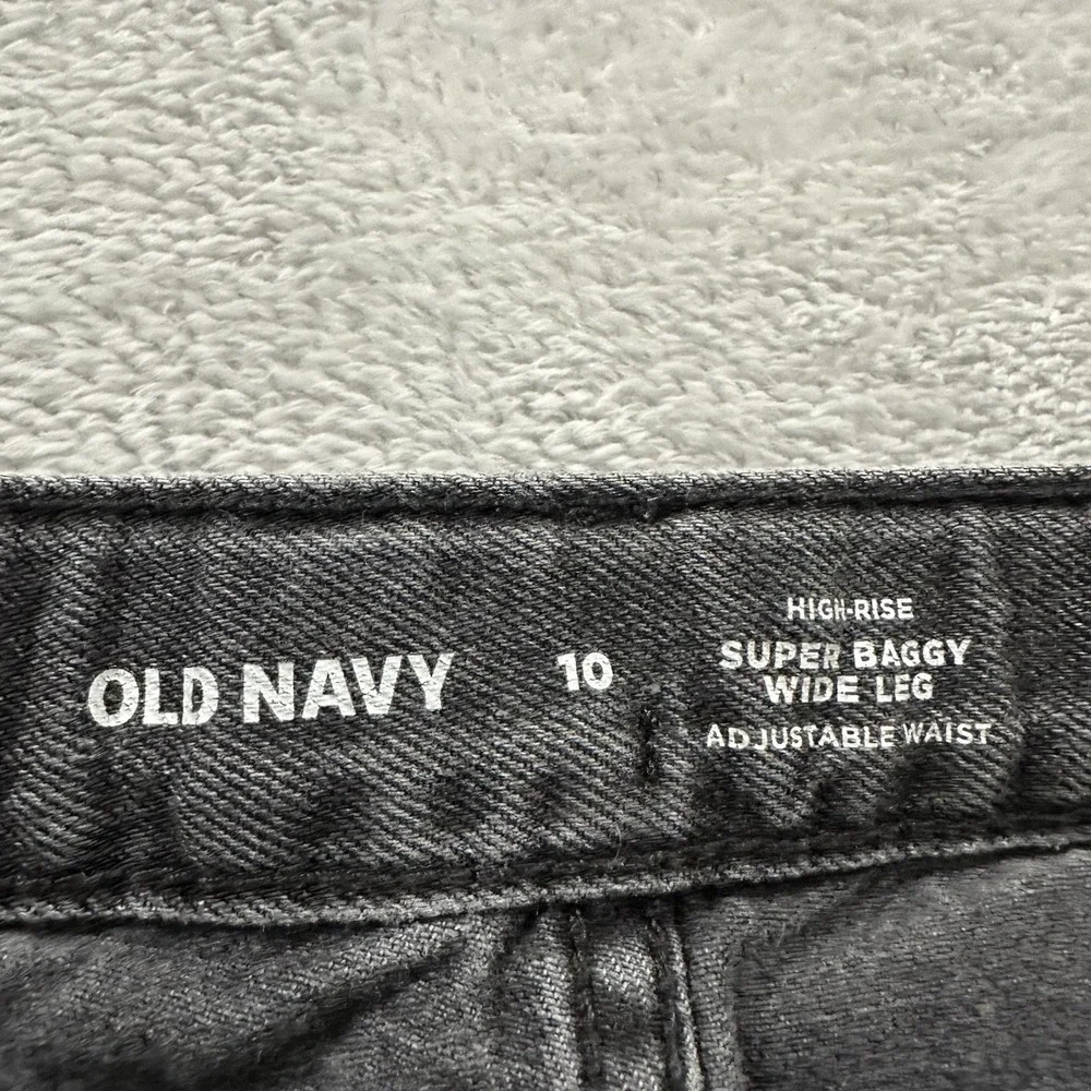 Old Navy Wide Leg Jeans Girls Kids 10 Black Super Baggy High Rise School Pockets